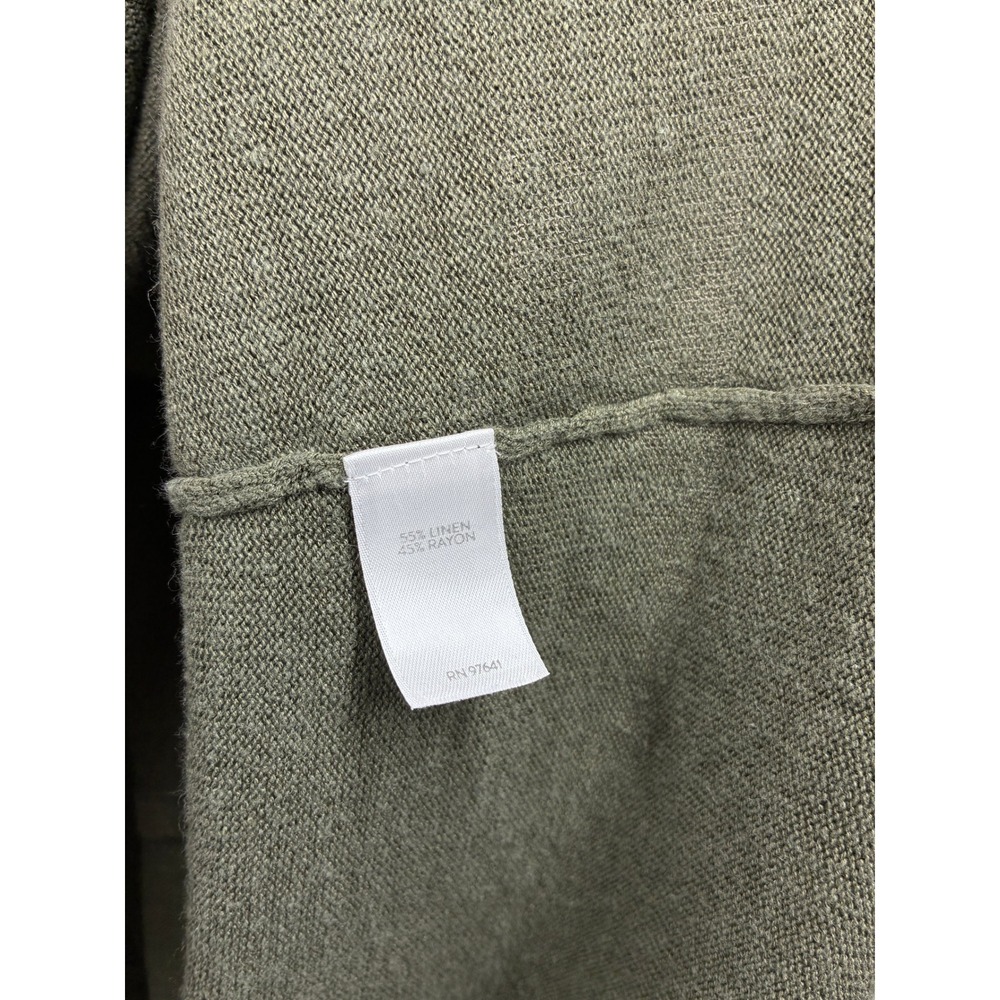 J.Jill Green Linen Blend Flyaway Cardigan Sweater Large Lagenlook Coastal - Picture 10 of 11